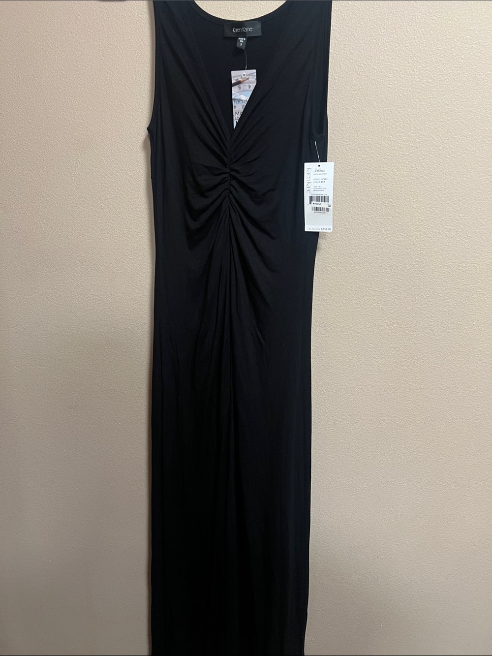 Karen Kane Black Sleeveless Twist-Front Maxi Dress